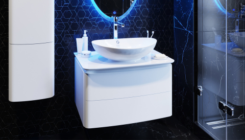 Тумба с раковиной Velvex Luna 60 подвесная, белый